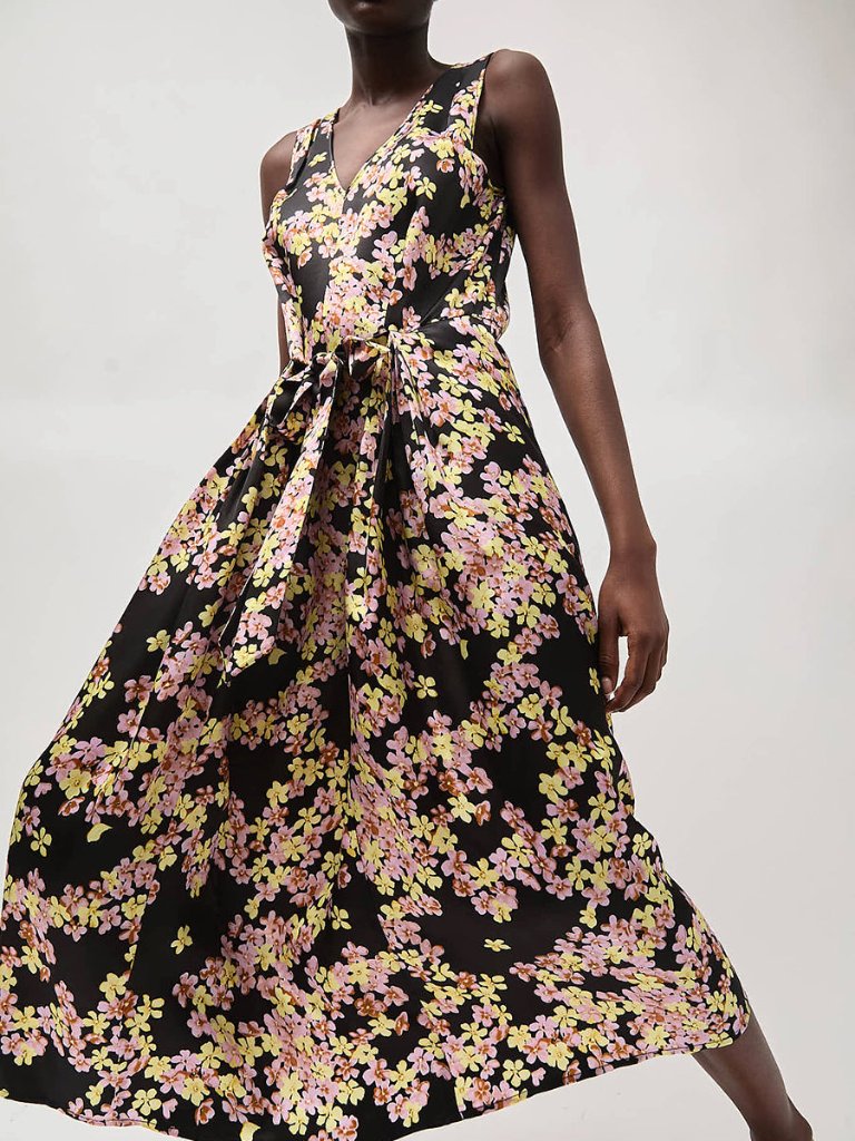 No. 6 Store Orleans Dress In Black Pansy